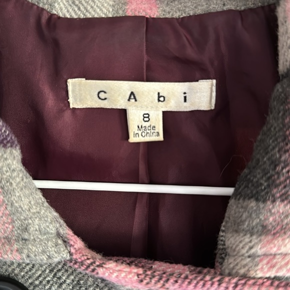 CAbi Plaid Wool Blend Peacoat Winter Coat Jacket Size 8 RN# 54077 Style# 208 - Picture 4 of 5